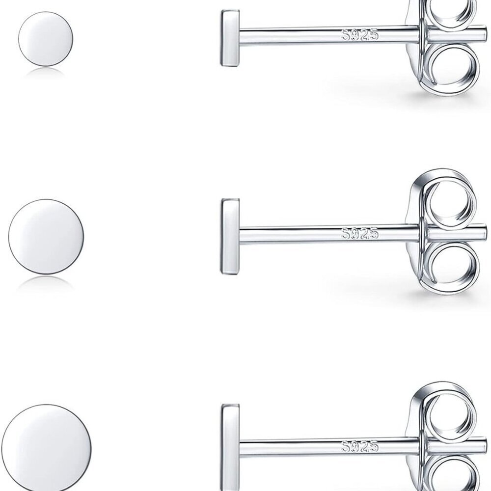 Sterling Silver Stud Earrings 2-4mm Tiny Hypoallergenic Circle Minimalist